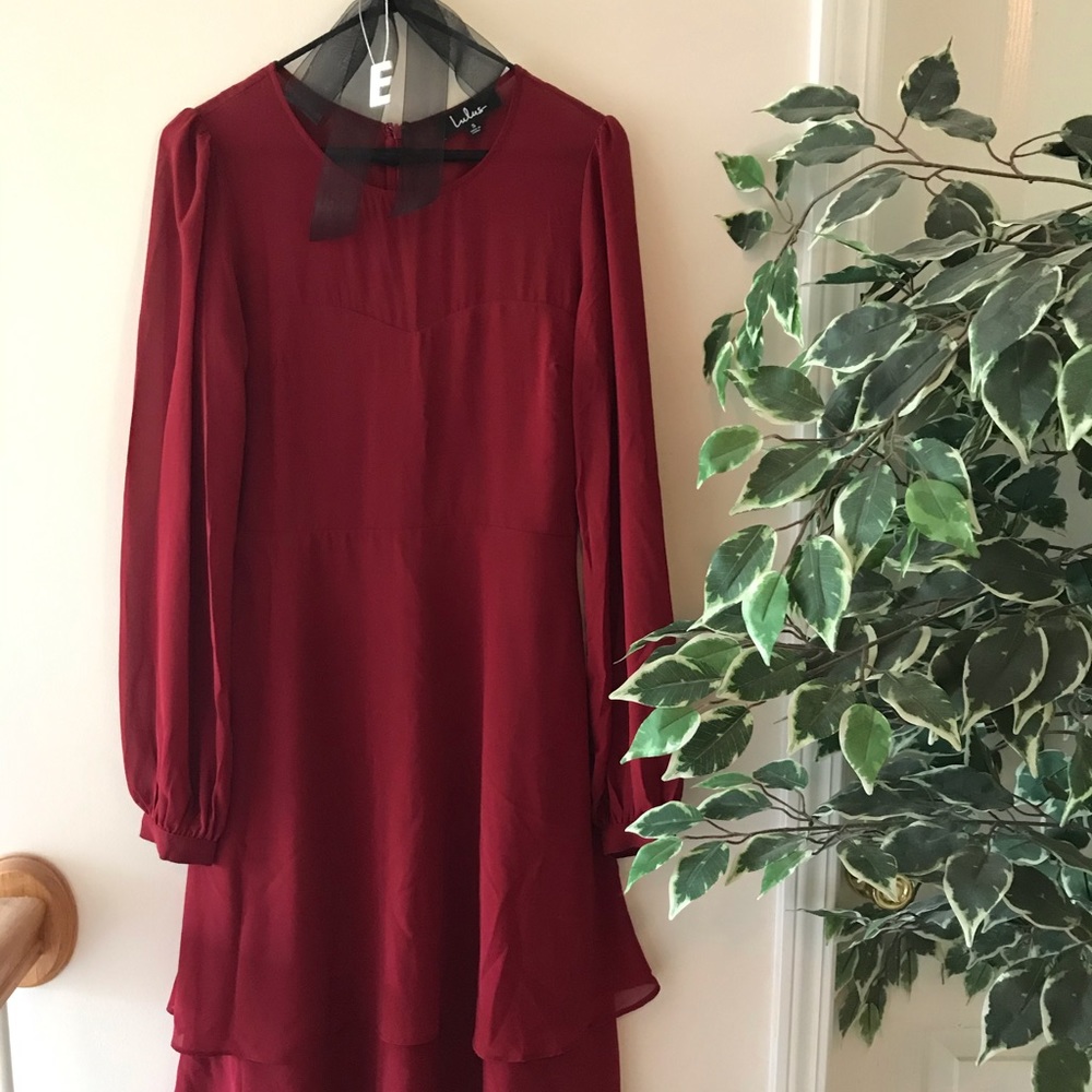 🍷New Semi-Sheer Tiered Dress with Sweetheart Neckline